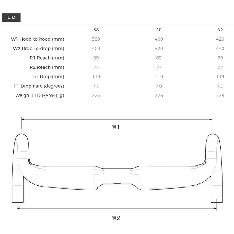 3T Road Lenker AeroFlux LTD 42cm (c-c Unten), Carbon Schwarz Matt, 31.8mm – Bild 7