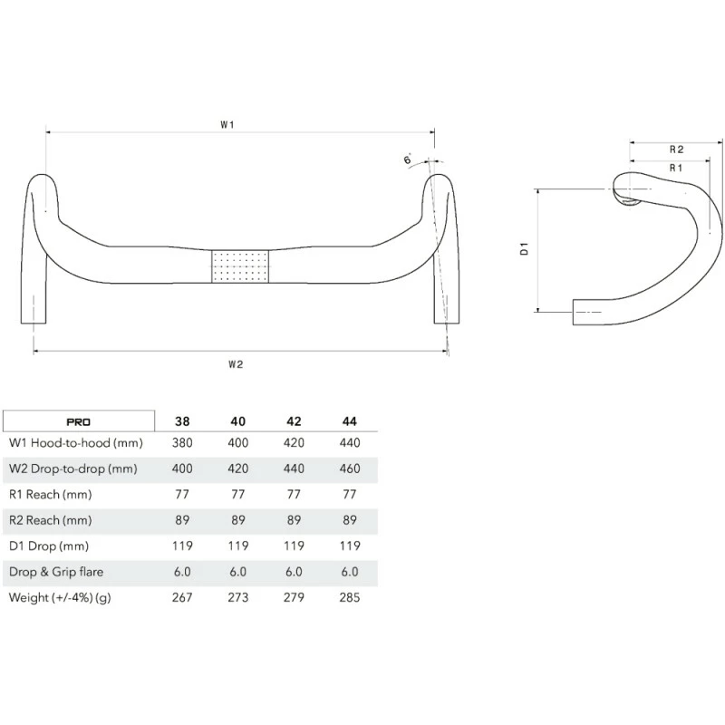 3T Road Lenker Superergo Pro 44cm (c-c Unten), Schwarz/weiss, 31.8mm, DI2 Ready – Bild 7