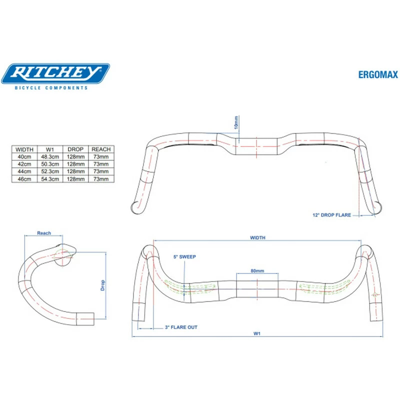 Ritchey Road Lenker Comp 20 Ergomax 44cm (c-c Oben), BB Black, 31.8mm, Di2 Internal Routing – Bild 4
