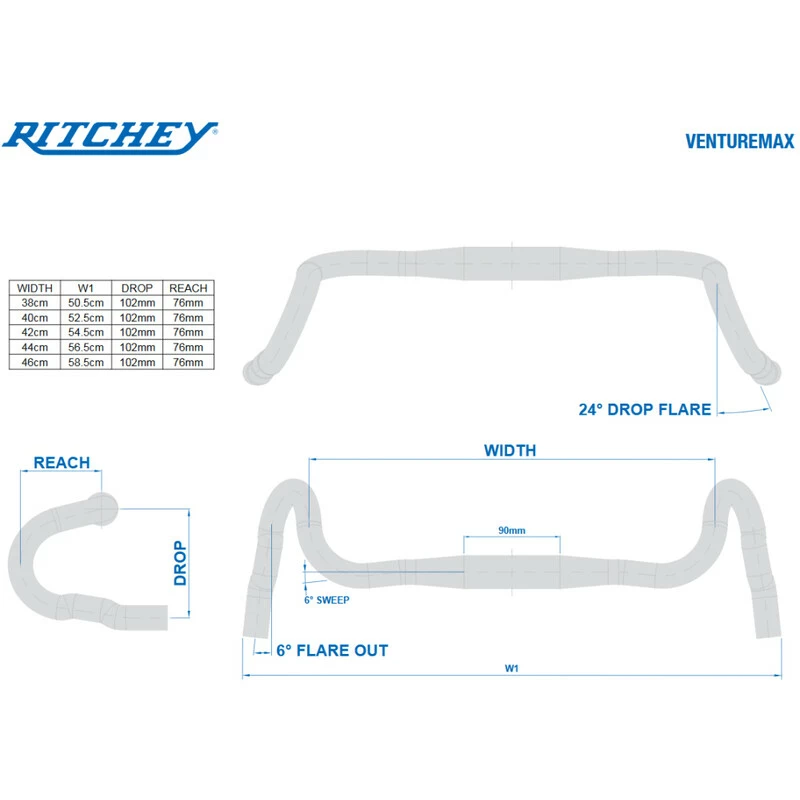 Ritchey Road Lenker Comp 20 Venturemax 44cm (c-c Oben), Blatte Black, 31.8mm – Bild 5