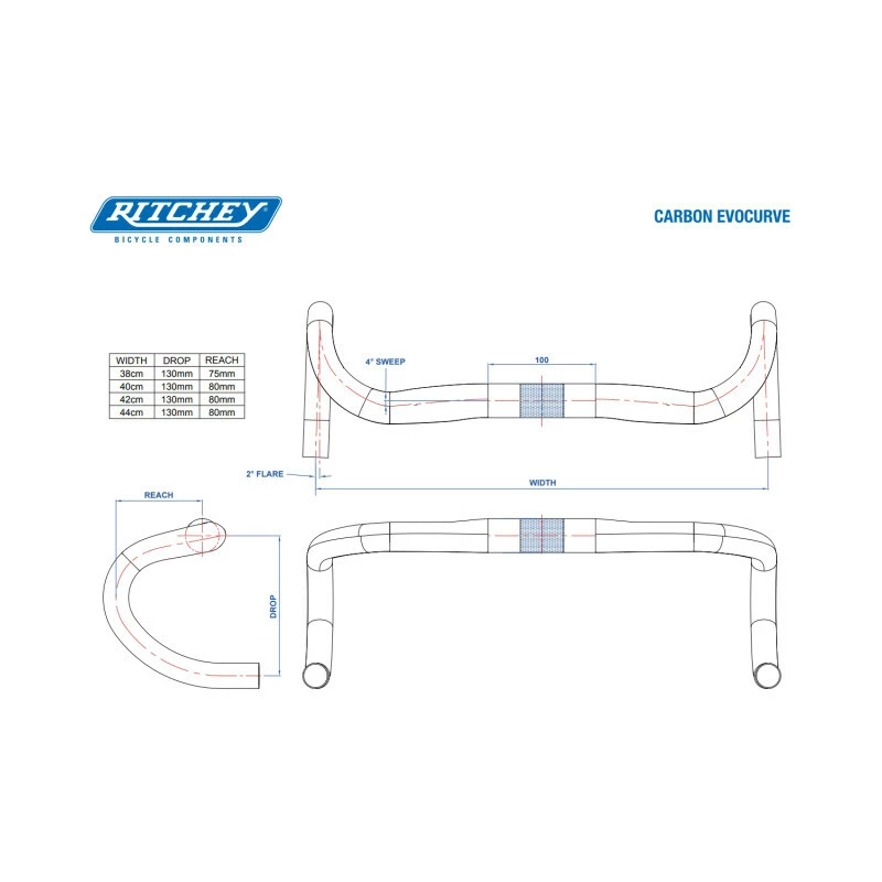 Ritchey Road Lenker WCS Evo Curve 44cm (c-c), UD Carbon Matt, 31.8mm, Full Internal Routing & Di2 – Bild 4