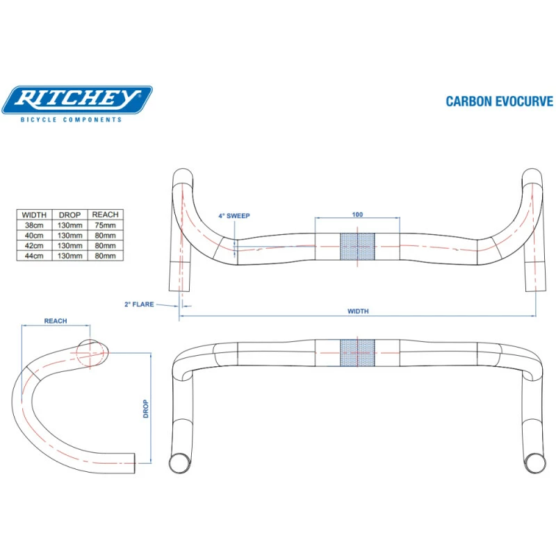 Ritchey Road Lenker WCS Evo Curve 44cm (c-c), UD Carbon Matt, 31.8mm, Full Internal Routing & Di2 – Bild 8