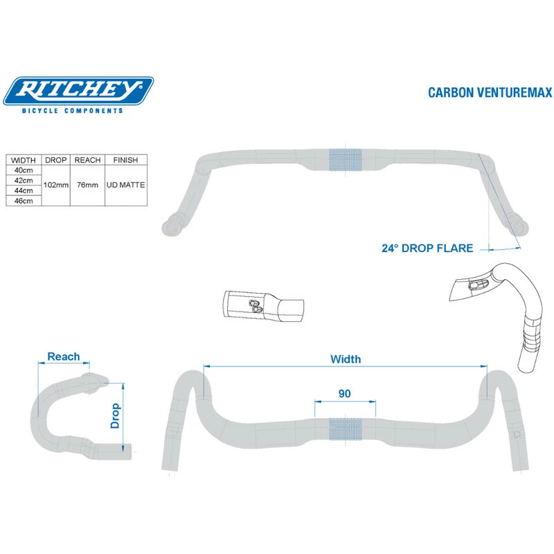 Ritchey Road Lenker WCS Venturemax 42cm (c-c Oben), UD Carbon, 31.8mm – Bild 6