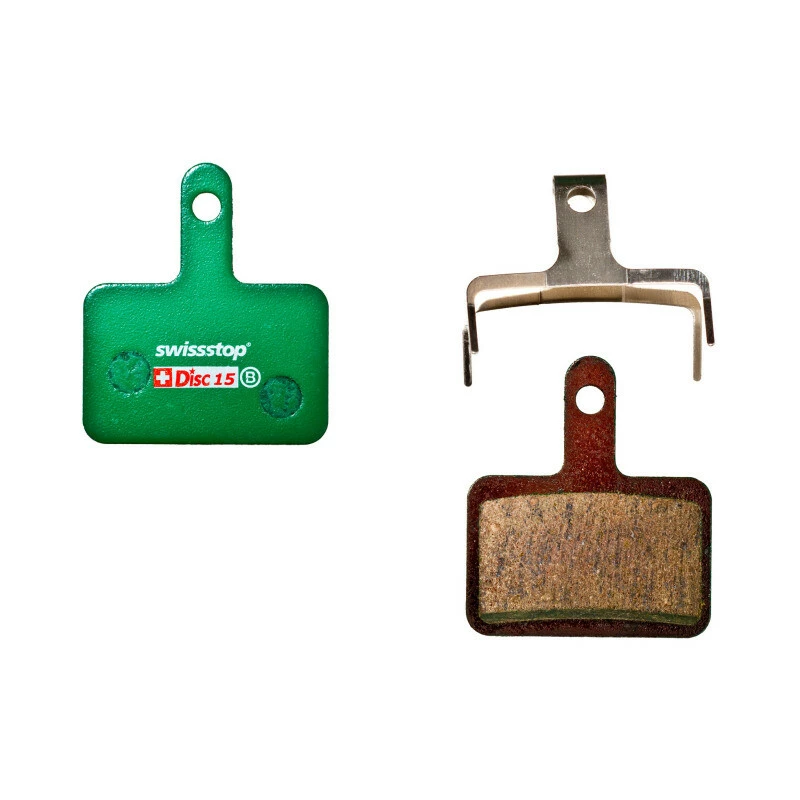 SwissStop Bremsbelag Disc 15 Shimano/TRP/Tektro Organic, Box à 25 Paar, Deore BR-M575/525/515, LX BR-T675/505, TRP, Tektro MONTAGE